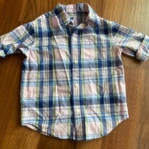 JANIE AND JACK BOYS ROLL SLEEVE DRESS SHIRT